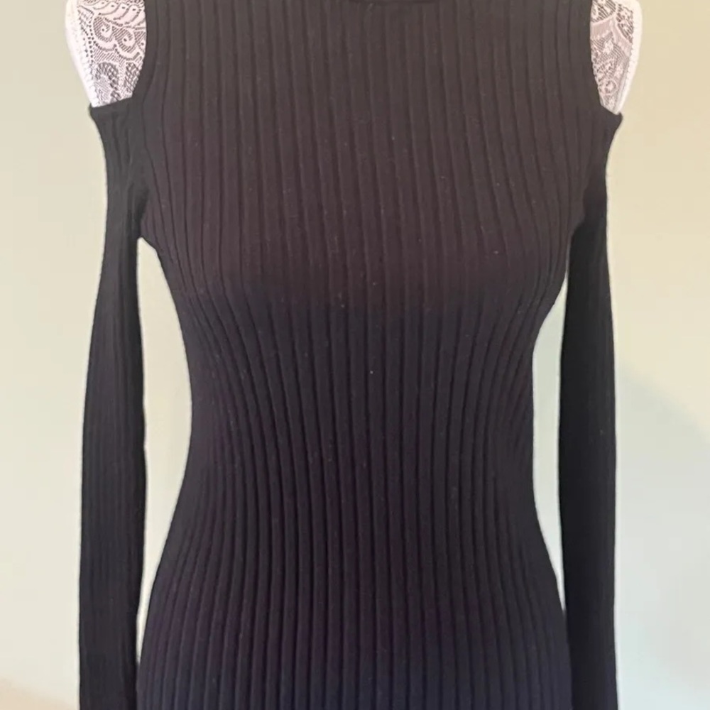 Chico’s Black Cold Shoulder Sweater